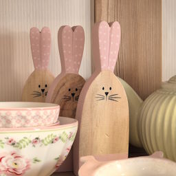 Holz-Hasen mit Keramik